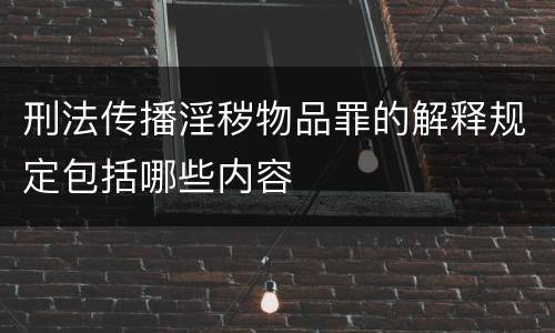 刑法传播淫秽物品罪的解释规定包括哪些内容
