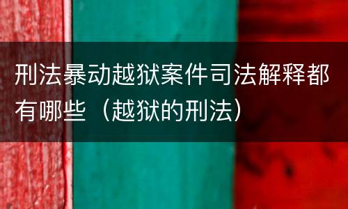 刑法暴动越狱案件司法解释都有哪些（越狱的刑法）