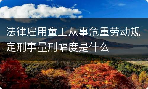 法律雇用童工从事危重劳动规定刑事量刑幅度是什么