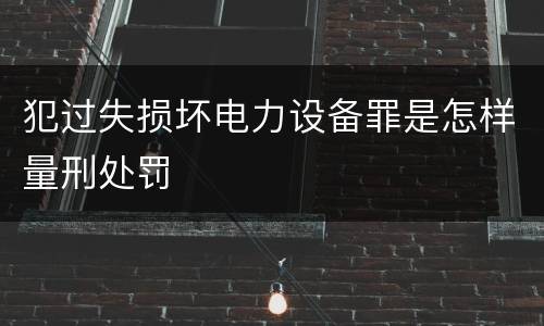 犯过失损坏电力设备罪是怎样量刑处罚