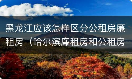 黑龙江应该怎样区分公租房廉租房（哈尔滨廉租房和公租房有什么区别）