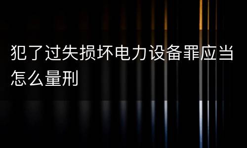 犯了过失损坏电力设备罪应当怎么量刑