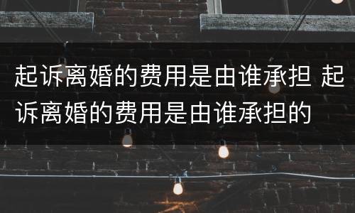 起诉离婚的费用是由谁承担 起诉离婚的费用是由谁承担的