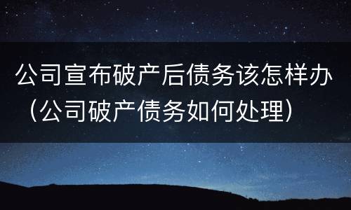 公司宣布破产后债务该怎样办（公司破产债务如何处理）