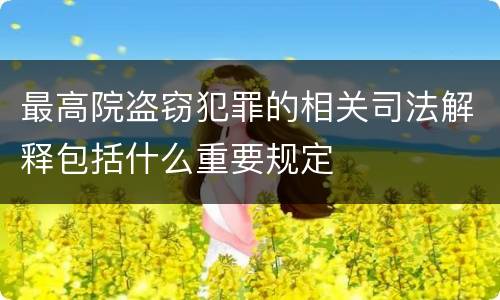 最高院盗窃犯罪的相关司法解释包括什么重要规定