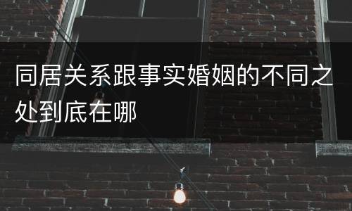 同居关系跟事实婚姻的不同之处到底在哪