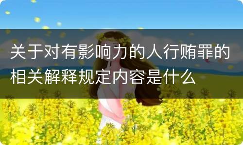 关于对有影响力的人行贿罪的相关解释规定内容是什么