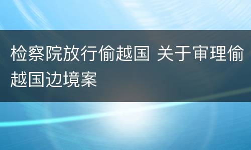 检察院放行偷越国 关于审理偷越国边境案