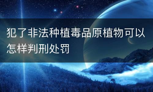 犯了非法种植毒品原植物可以怎样判刑处罚