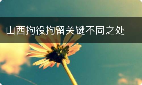 山西拘役拘留关键不同之处