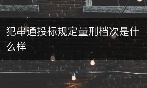 犯串通投标规定量刑档次是什么样