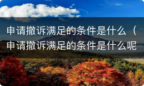 申请撤诉满足的条件是什么（申请撤诉满足的条件是什么呢）