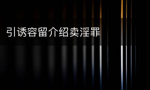 引诱容留介绍卖淫罪