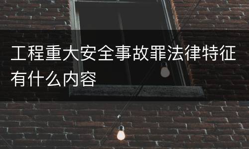 工程重大安全事故罪法律特征有什么内容
