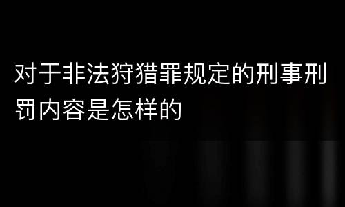 对于非法狩猎罪规定的刑事刑罚内容是怎样的