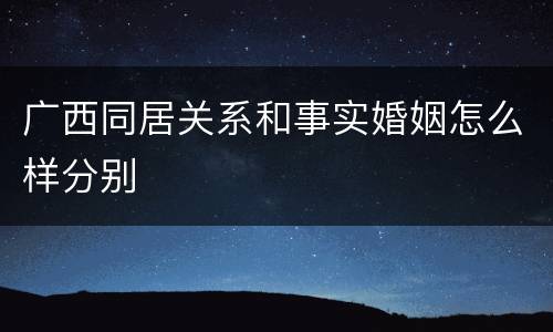 广西同居关系和事实婚姻怎么样分别
