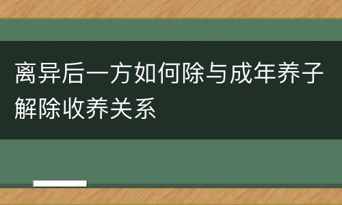 离异后一方如何除与成年养子解除收养关系