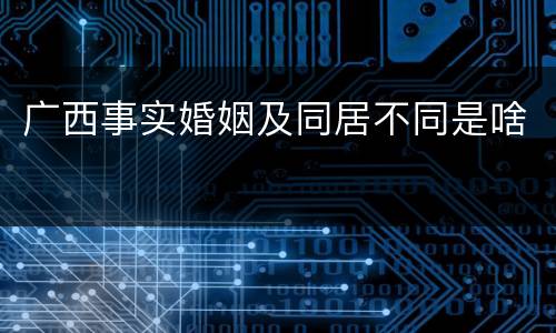 广西事实婚姻及同居不同是啥