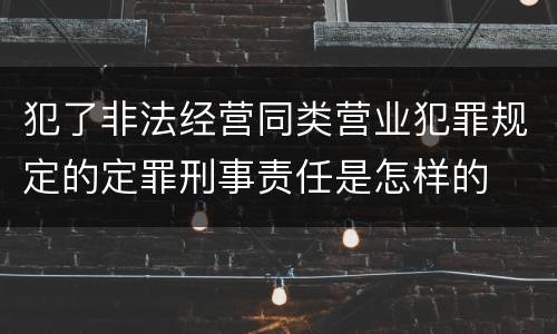 犯了非法经营同类营业犯罪规定的定罪刑事责任是怎样的