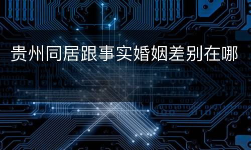 贵州同居跟事实婚姻差别在哪