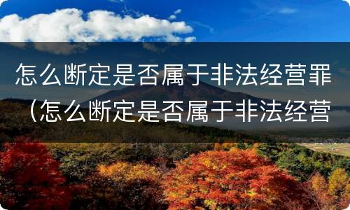怎么断定是否属于非法经营罪（怎么断定是否属于非法经营罪行）