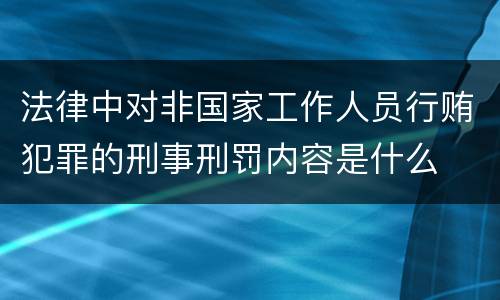 法律中对非国家工作人员行贿犯罪的刑事刑罚内容是什么