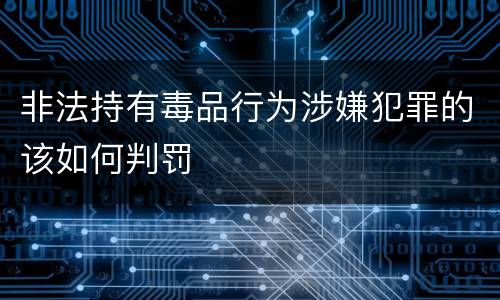 非法持有毒品行为涉嫌犯罪的该如何判罚
