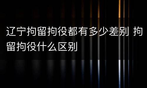 辽宁拘留拘役都有多少差别 拘留拘役什么区别