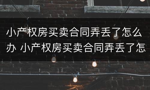 小产权房买卖合同弄丢了怎么办 小产权房买卖合同弄丢了怎么办啊
