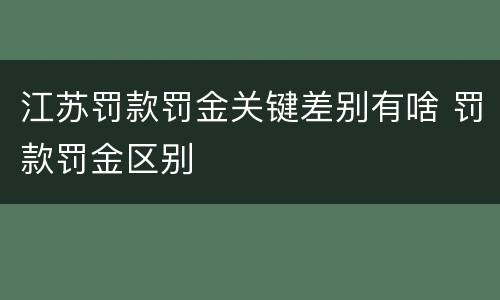 江苏罚款罚金关键差别有啥 罚款罚金区别