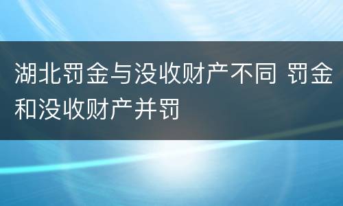 湖北罚金与没收财产不同 罚金和没收财产并罚