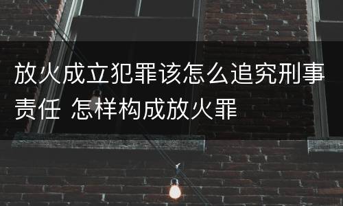 放火成立犯罪该怎么追究刑事责任 怎样构成放火罪