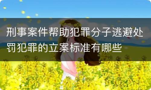 刑事案件帮助犯罪分子逃避处罚犯罪的立案标准有哪些
