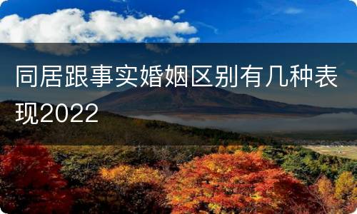 同居跟事实婚姻区别有几种表现2022