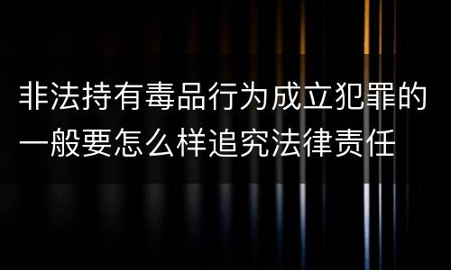 非法持有毒品行为成立犯罪的一般要怎么样追究法律责任