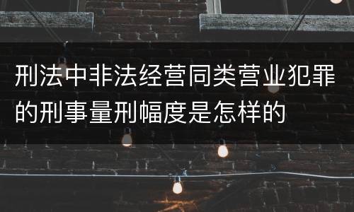 刑法中非法经营同类营业犯罪的刑事量刑幅度是怎样的