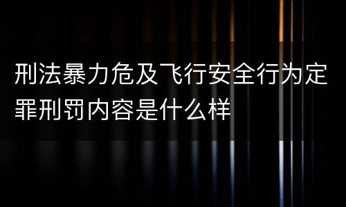 刑法暴力危及飞行安全行为定罪刑罚内容是什么样