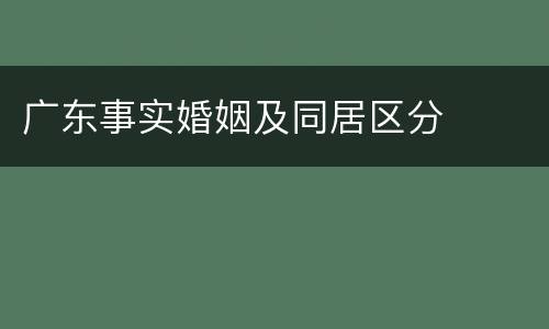 广东事实婚姻及同居区分