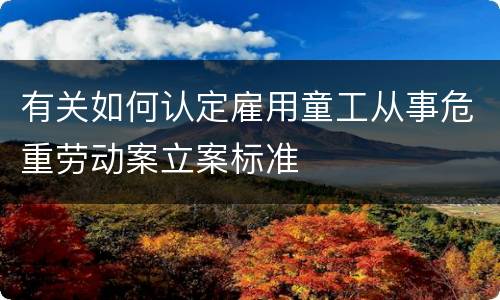有关如何认定雇用童工从事危重劳动案立案标准