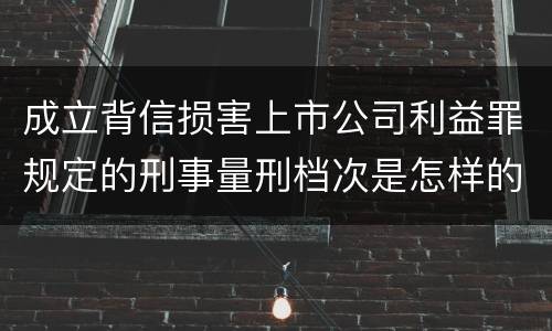 成立背信损害上市公司利益罪规定的刑事量刑档次是怎样的