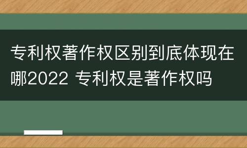 专利权著作权区别到底体现在哪2022 专利权是著作权吗
