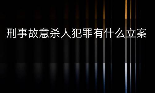 刑事故意杀人犯罪有什么立案