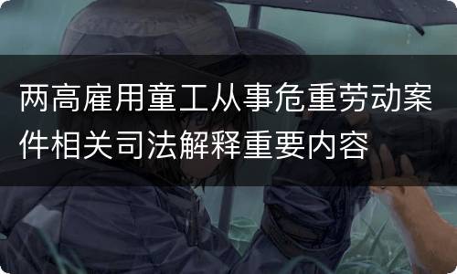 两高雇用童工从事危重劳动案件相关司法解释重要内容