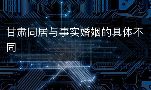 甘肃同居与事实婚姻的具体不同