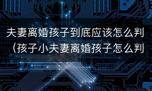 夫妻离婚孩子到底应该怎么判（孩子小夫妻离婚孩子怎么判）