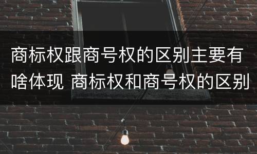 商标权跟商号权的区别主要有啥体现 商标权和商号权的区别
