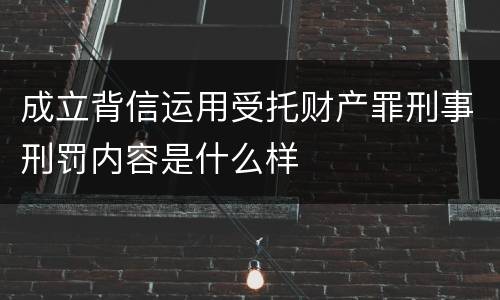 成立背信运用受托财产罪刑事刑罚内容是什么样