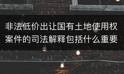 非法低价出让国有土地使用权案件的司法解释包括什么重要规定