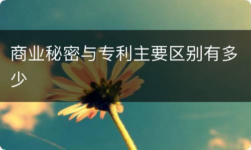 商业秘密与专利主要区别有多少