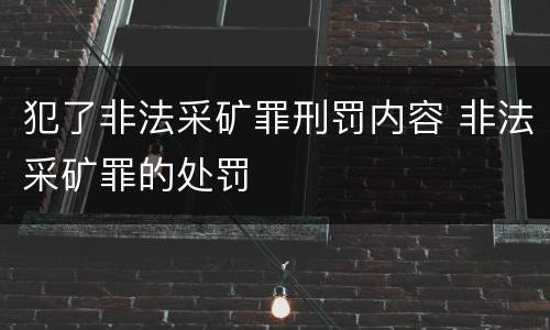 犯了非法采矿罪刑罚内容 非法采矿罪的处罚